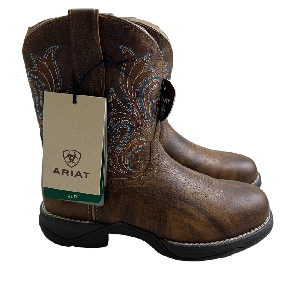 Ariat NEW Round Toe Anthem Shortie Brown Western Size 7 Oil/Slip Resistant Boots - Picture 2 of 13